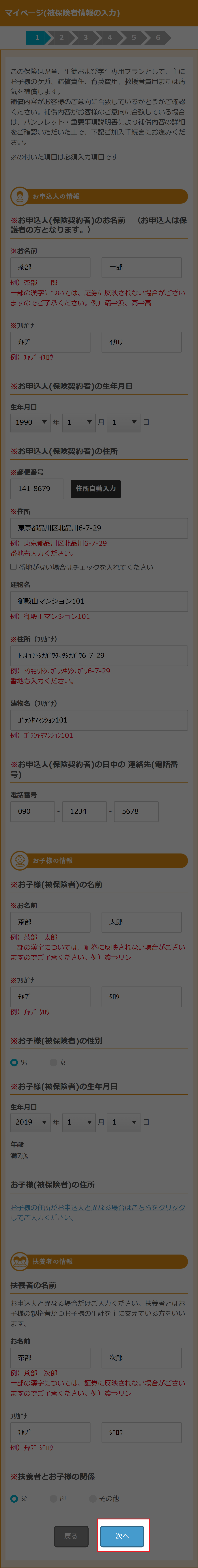 被保険者情報の入力